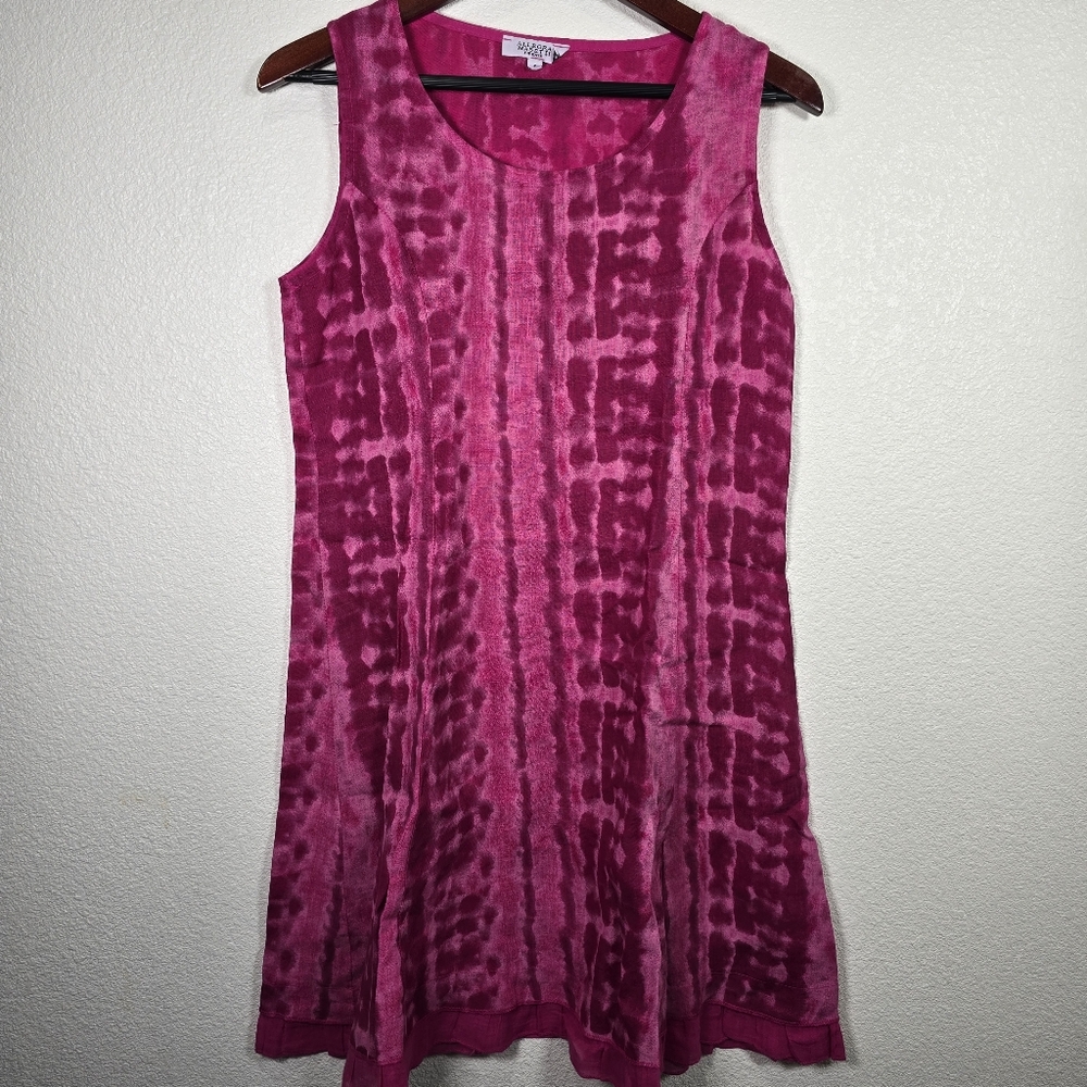 Allegra Masetti Firenze Dress Size Small Linen Tank Pink Mineral Wash Ruffle Hem - Picture 2 of 8